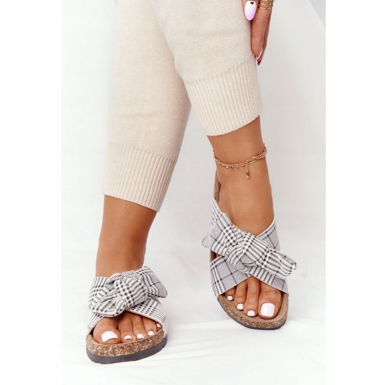 Pantuflas En La Suela De Corcho Vinceza 20-30105 Cuadros Grises 2