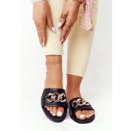 Pantuflas Piel Con Cadena Nicole 2652 Negra negro 3