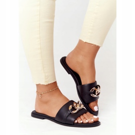 Pantuflas Piel Con Cadena Nicole 2652 Negra negro 4