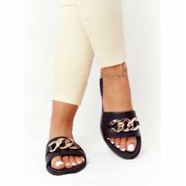 Pantuflas Piel Con Cadena Nicole 2652 Negra negro 5