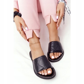 Pantuflas Piel Con Acolchado Nicole 2650 Negro 1