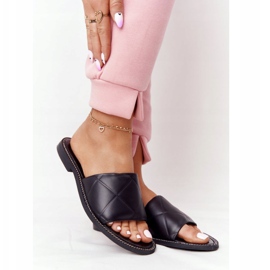 Pantuflas Piel Con Acolchado Nicole 2650 Negro 3