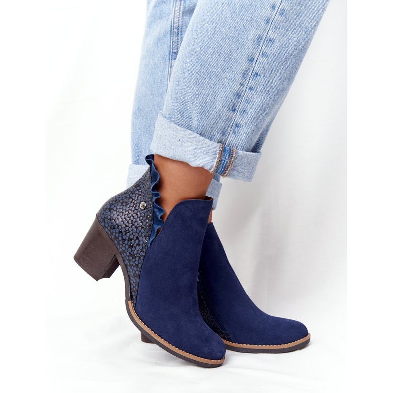 Botas de piel de mujer con tacón alto Maciejka Azul marino 04833-17 4