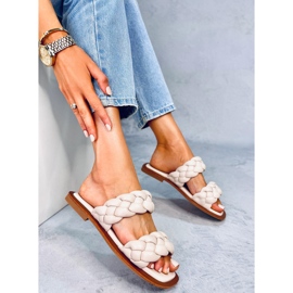 Pantuflas con rayas trenzadas JH200 Beige 3