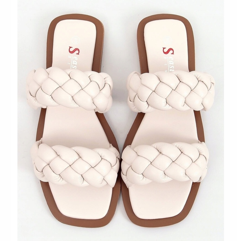 Pantuflas con rayas trenzadas JH200 Beige 1