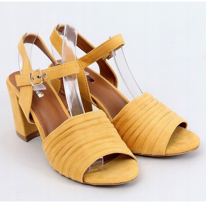 Sandalias de tacón miel 1L-19267 Amarillo 1 Sandalias de tacón miel 1L-19267 Amarillo 1