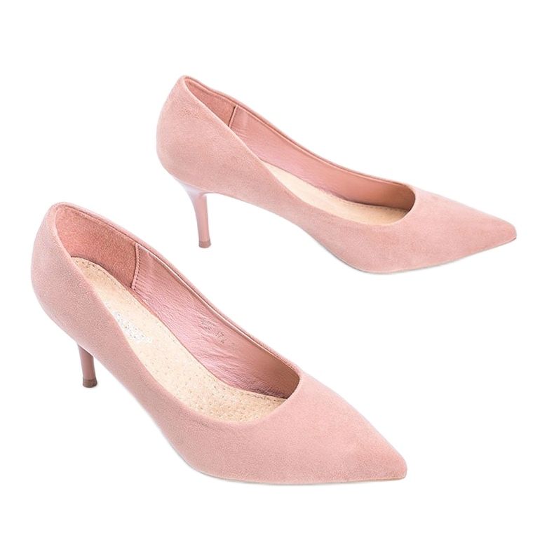 Salón rosa con tacón de aguja de ante ecológico Anissa 2