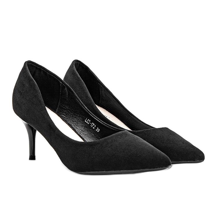 Salón negro con tacón de aguja de ante ecológico Anissa 1