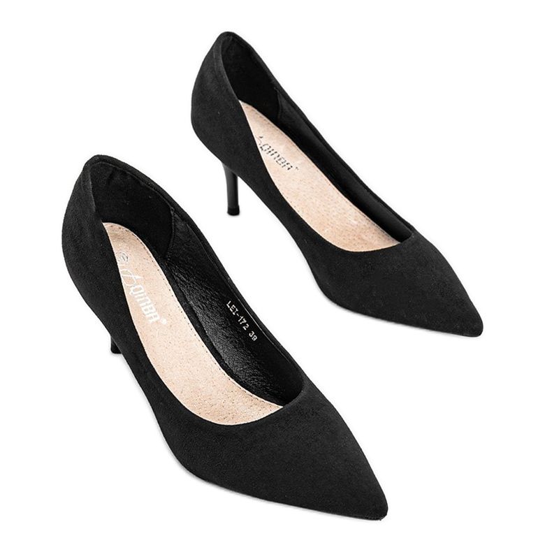 Salón negro con tacón de aguja de ante ecológico Anissa 2