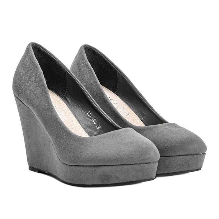 BM Salón de gamuza ecológica gris en la cuña Karilla 1