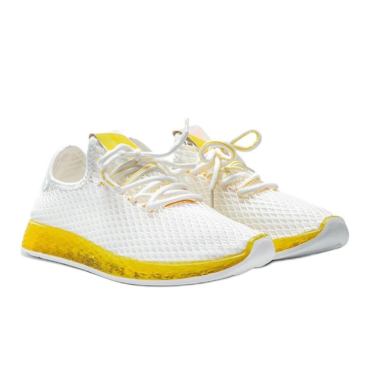 Zapatos sin cordones Marley en blanco y amarillo 1