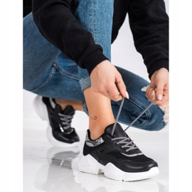 SHELOVET Zapatillas negras con estampado de serpiente negro 2 SHELOVET Zapatillas negras con estampado de serpiente negro 2