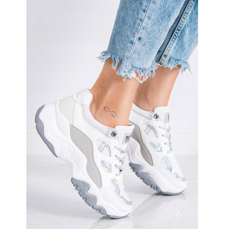 SHELOVET Zapatillas de deporte con cordones de moda blanco gris 1 SHELOVET Zapatillas de deporte con cordones de moda blanco gris 1