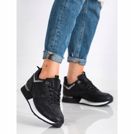 SHELOVET Zapatillas Negras Con Patrones negro 3