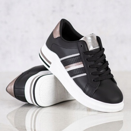 SHELOVET Zapatos deportivos negros casuales plata 3
