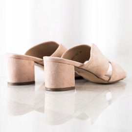 S. BARSKI Pantuflas de gamuza elegantes beige dorado 4