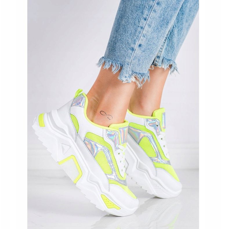SHELOVET Zapatillas en la plataforma con malla blanco multicolor verde 1