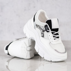 SHELOVET Zapatillas elegantes con purpurina blanco negro plata 3