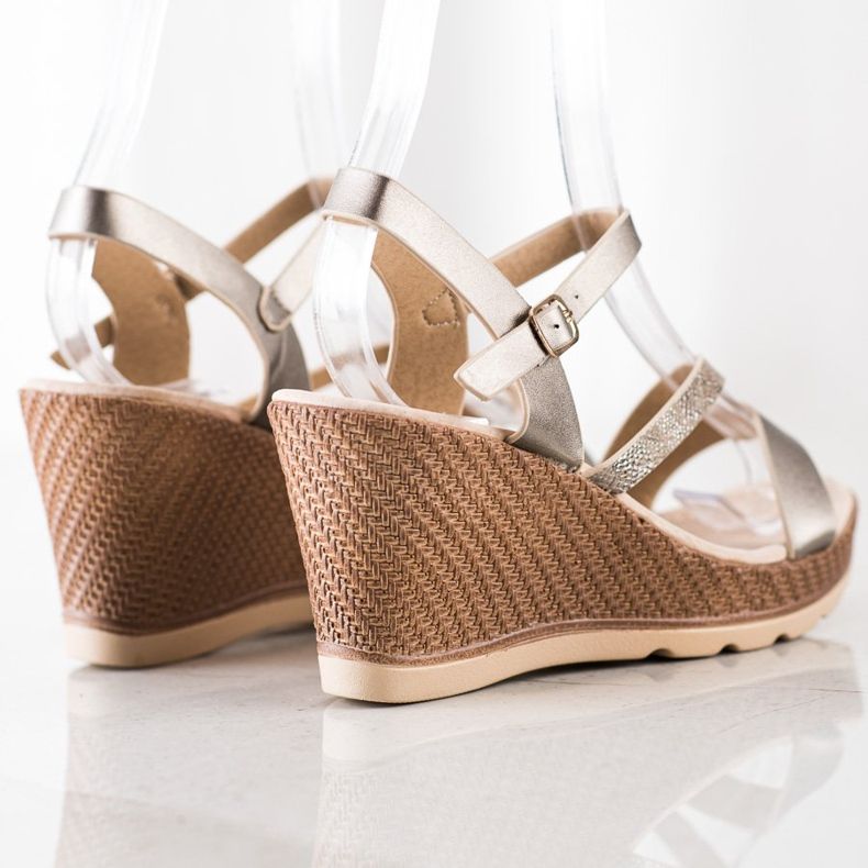 Sabatina Sandalias plateadas en cuña beige 1