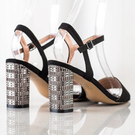 S. BARSKI Sandalias clásicas con tacón decorativo S.BARSKI negro plata 4