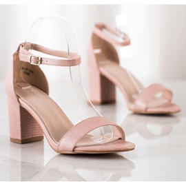 Goodin Sandalias clásicas de tacón alto rosa 1