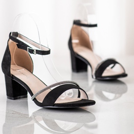 Goodin Sandalias Elegantes Con Circonita negro plata 2