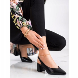 Goodin Bombas elegantes con talón expuesto negro 1