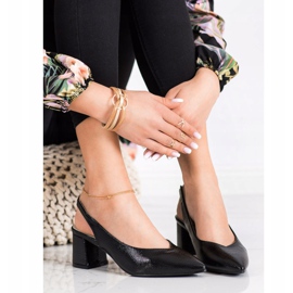 Goodin Bombas elegantes con talón expuesto negro 3