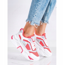 SHELOVET Zapatillas en la plataforma con malla blanco rojo 2
