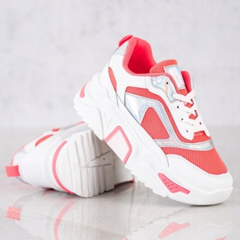 SHELOVET Zapatillas en la plataforma con malla blanco rojo 1