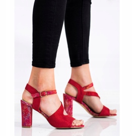 S. BARSKI Sandalias Con Tacón Decorativo S.BARSKI rojo plata 4