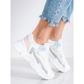SHELOVET Zapatillas con estilo en la plataforma blanco azul rosado gris 1