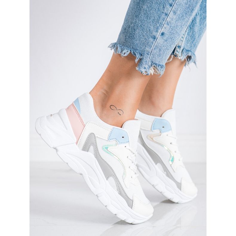 SHELOVET Zapatillas con estilo en la plataforma blanco azul rosa gris 1