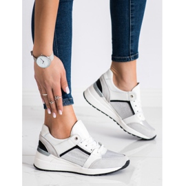 Goodin Zapatillas de cuero blancas y plateadas blanco negro plata gris 3