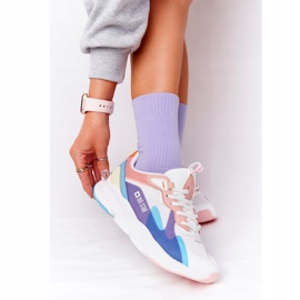 Zapatos Deportivos de Mujer Memory Foam Big Star HH274809 Blanco-Rosa púrpura azul 1