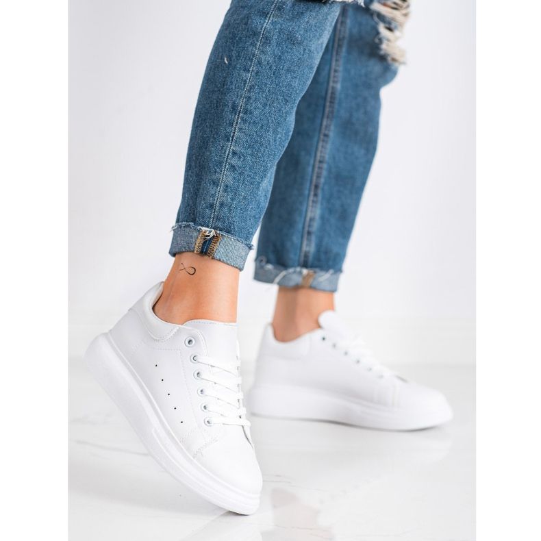 SHELOVET Zapatillas blancas en la plataforma blanco 2 SHELOVET Zapatillas blancas en la plataforma blanco 2