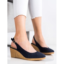 Goodin Bombas de cuña cómodas azul marino 1