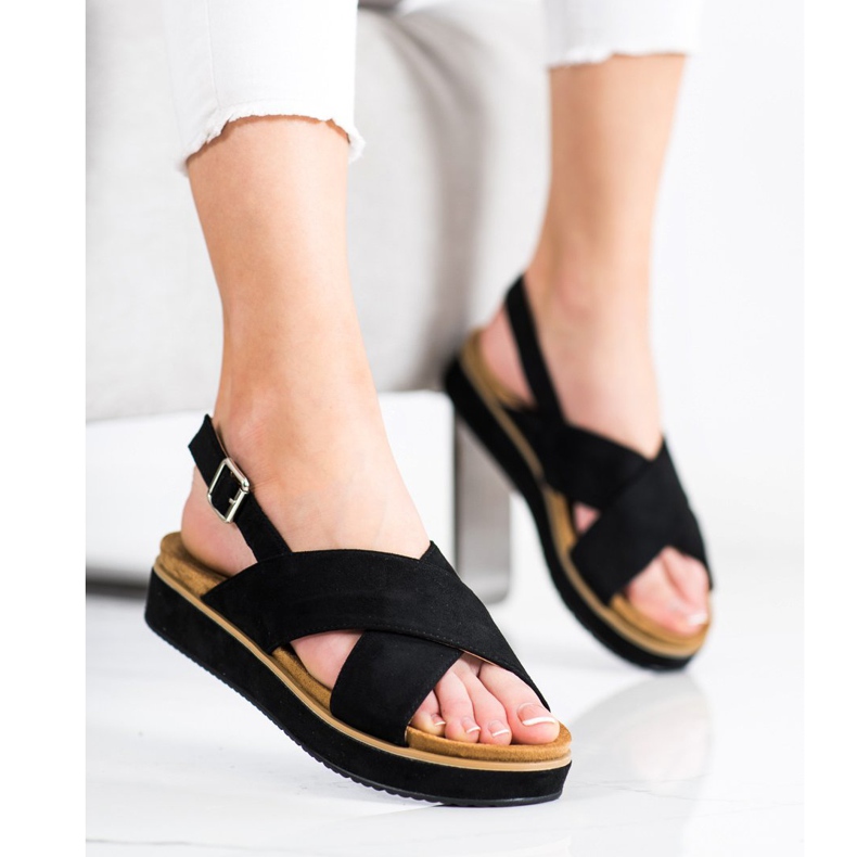 Goodin Sandalias negras en la plataforma negro 2