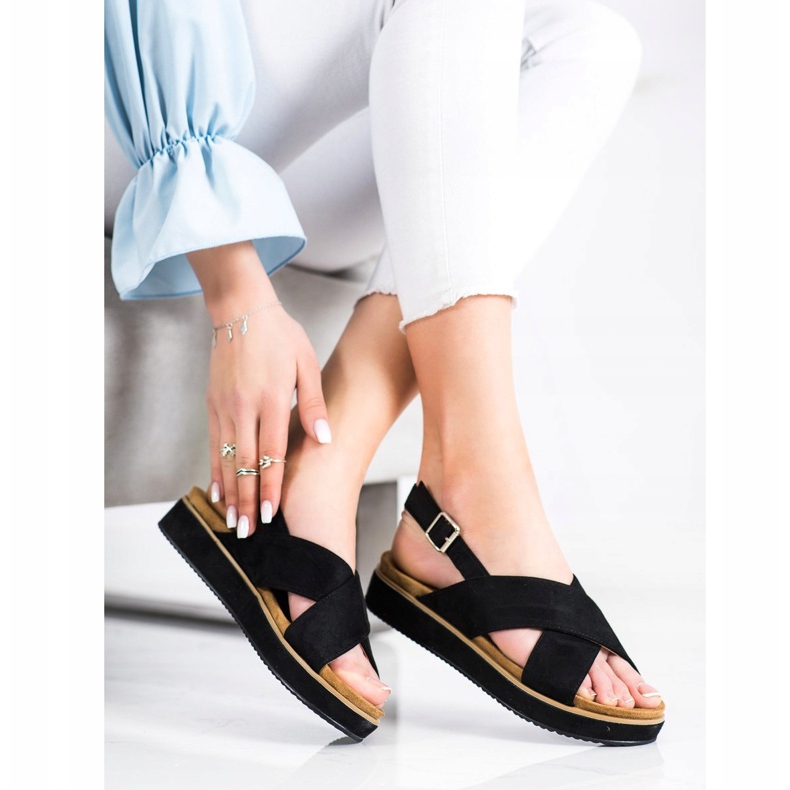 Goodin Sandalias negras en la plataforma negro 1