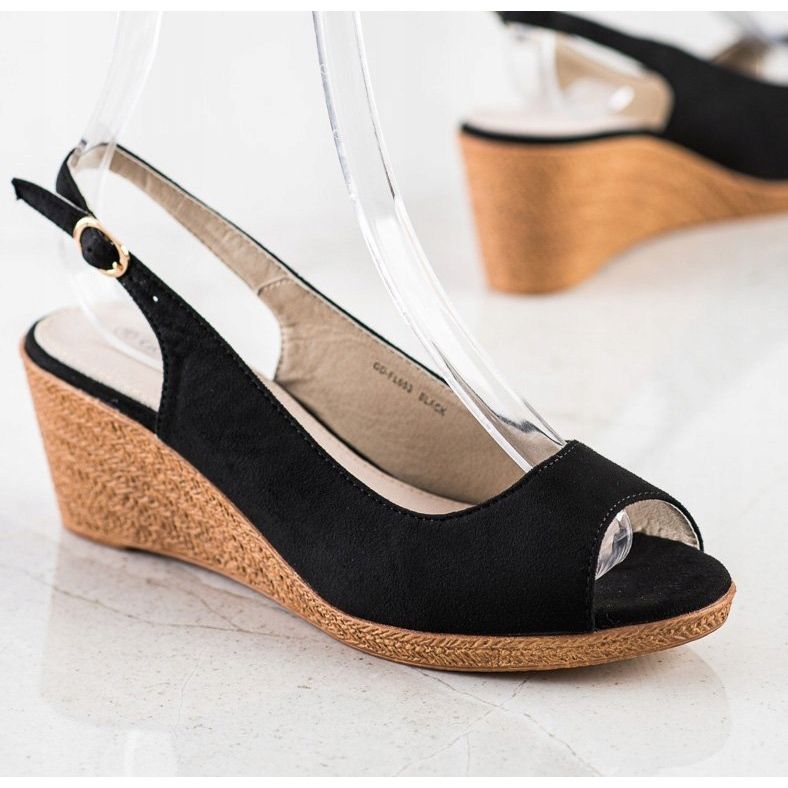 Goodin Sandalias de cuña casual negro 2