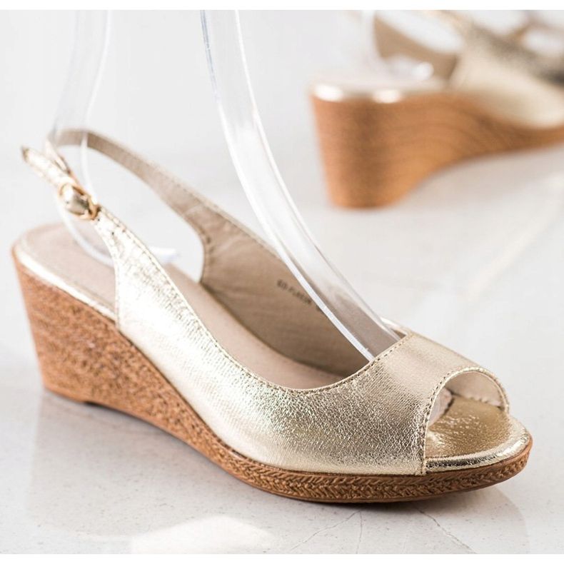 Goodin Sandalias de cuña casual dorado 1