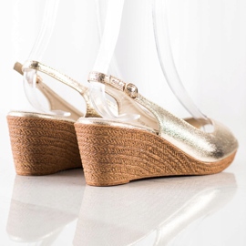 Goodin Sandalias de cuña casual dorado 4