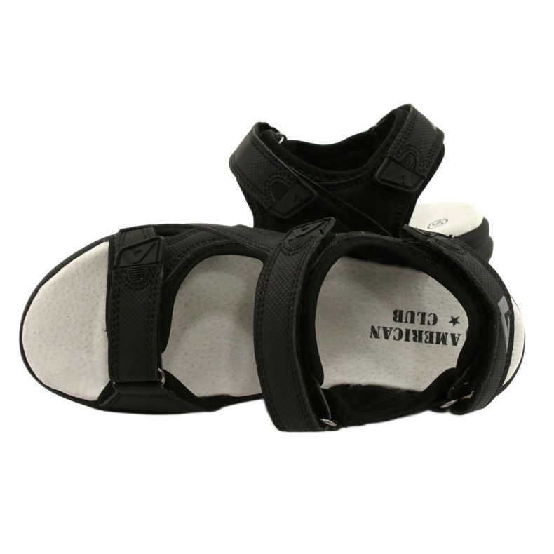 American Club Sandalias Deportivas Inserción de cuero HL09 / 21 Negro 3