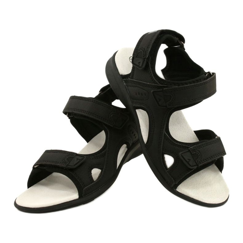 American Club Sandalias Deportivas Inserción de cuero HL09 / 21 Negro 4