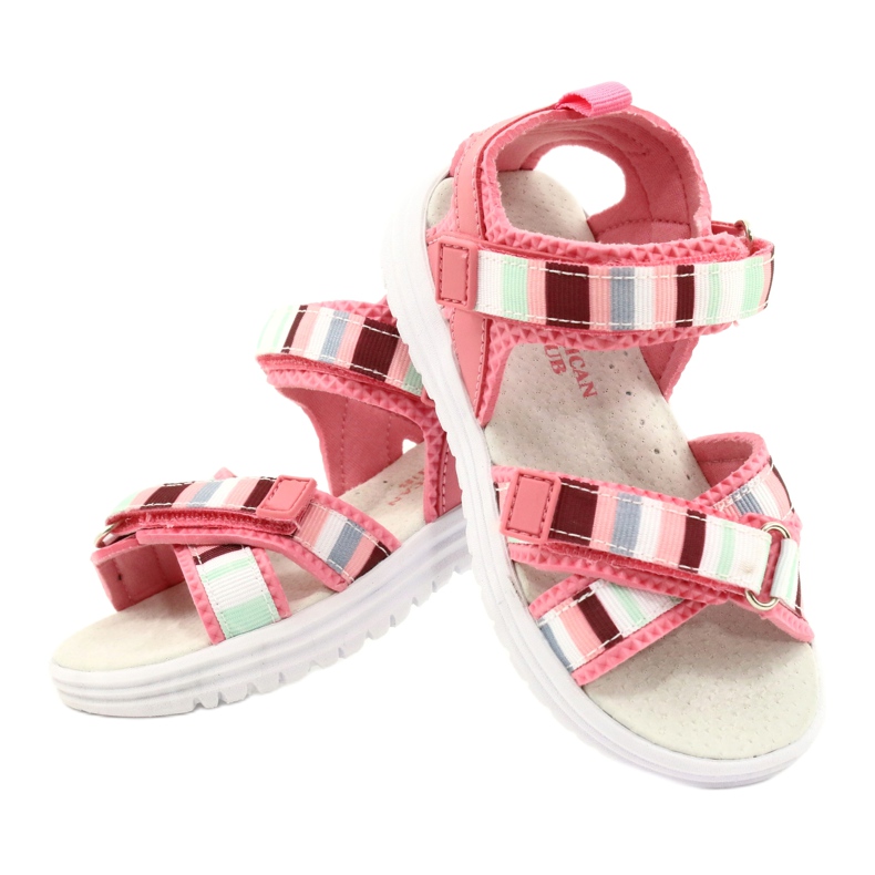 American Club Sandalias de niñas de cuero Velcro Insert Arman Club Pink RL44/21 rosado 4 American Club Sandalias de niñas de cuero Velcro Insert Arman Club Pink RL44/21 rosado 4