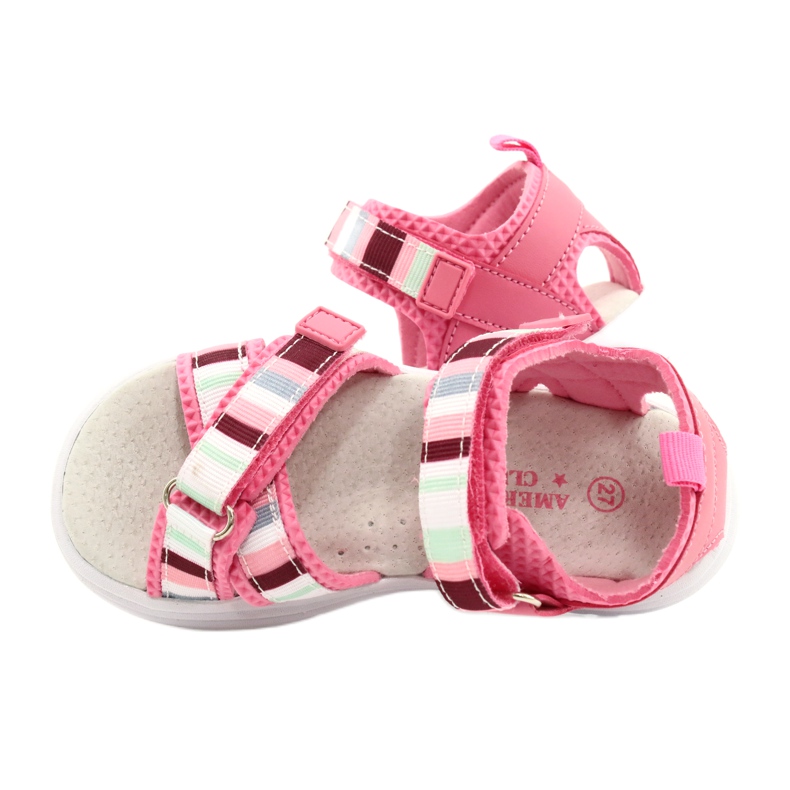 American Club Sandalias de niñas de cuero Velcro Insert Arman Club Pink RL44/21 rosa 3