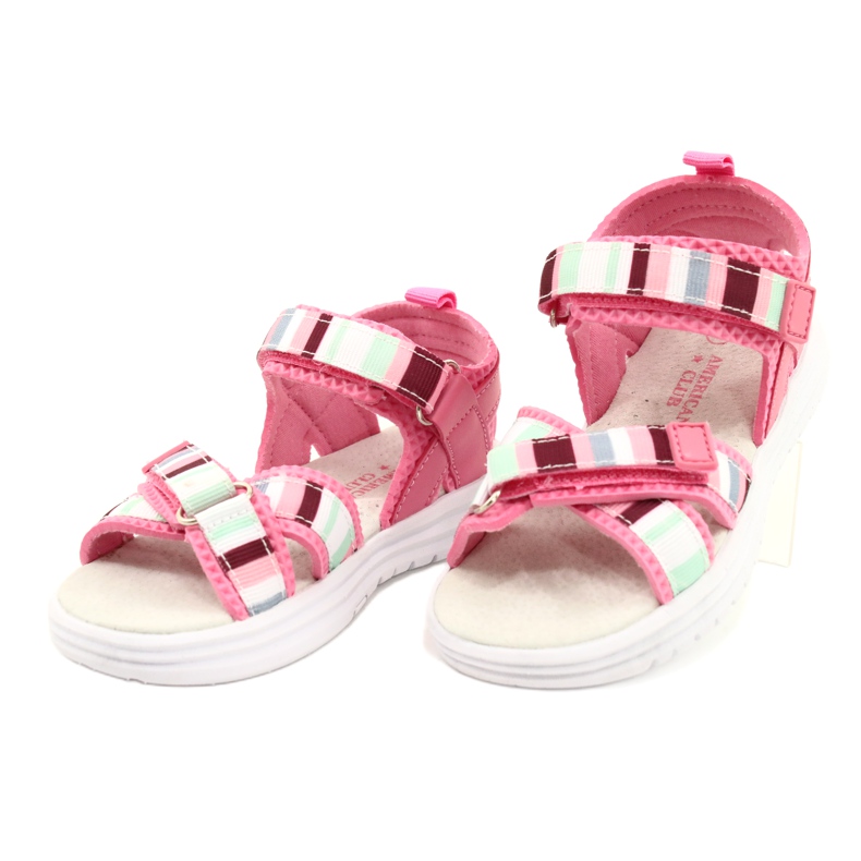 American Club Sandalias de niñas de cuero Velcro Insert Arman Club Pink RL44/21 rosa 1