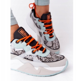 Zapatos Deportivos Mujer Memory Foam Big Star HH274324 Gris-Verde naranja 8