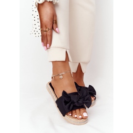 MSMG Pantuflas Andrea Negra De Goma Con Lazo beige negro 1