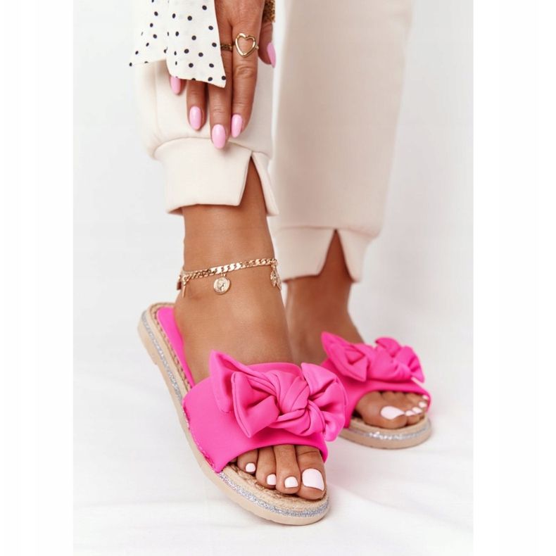 MSMG Pantuflas De Goma Con Lazo Andrea Rosa beige rosado 1